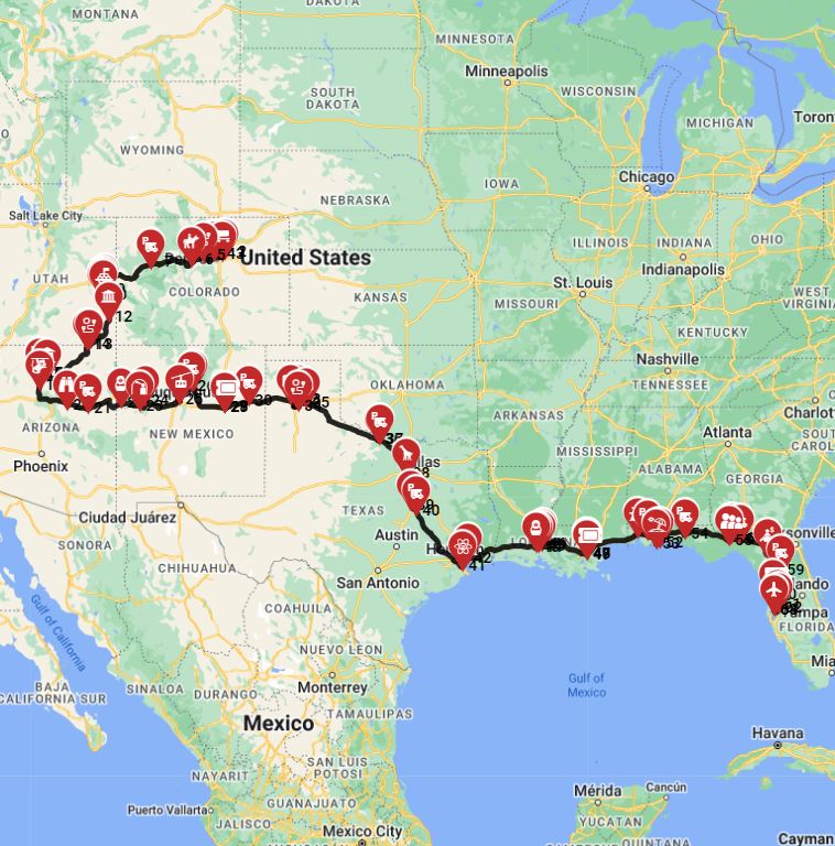 Epic west-to-east motorhome  journey from Denver to Tampa